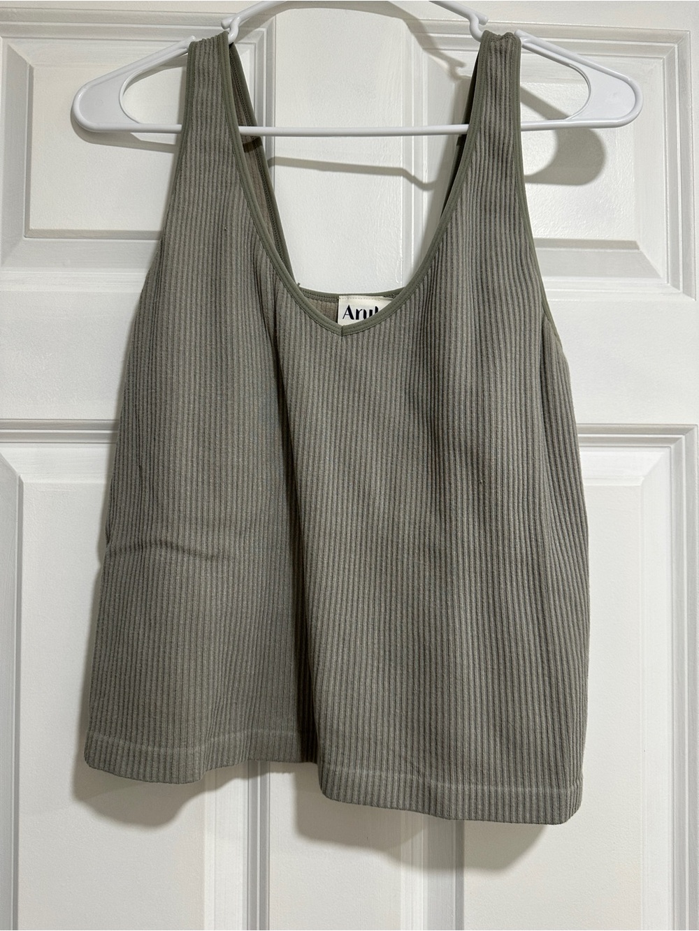 ARULA Olive Green Ribbed Tank Top